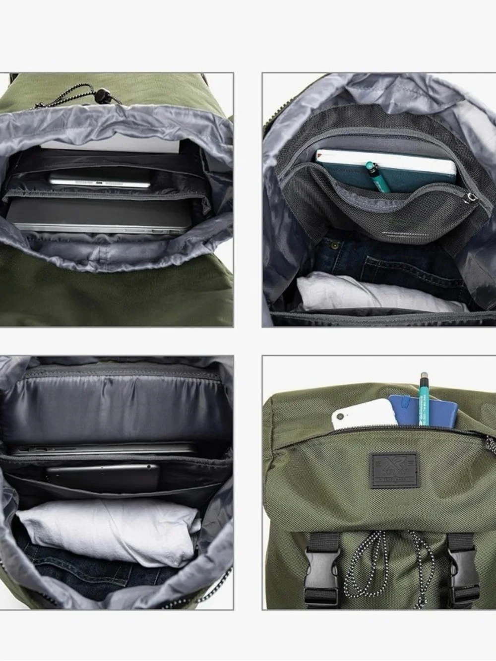 X Ray Rucksack Canvas Backpack Dark Olive Green